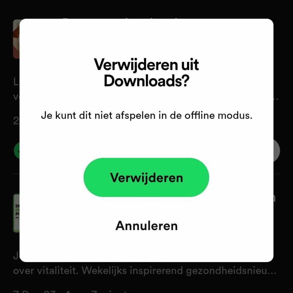 verwijderen knop in spotify